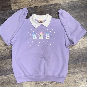 Vintage Charming Lavender Snowman with Snowflakes Sweatshirt
